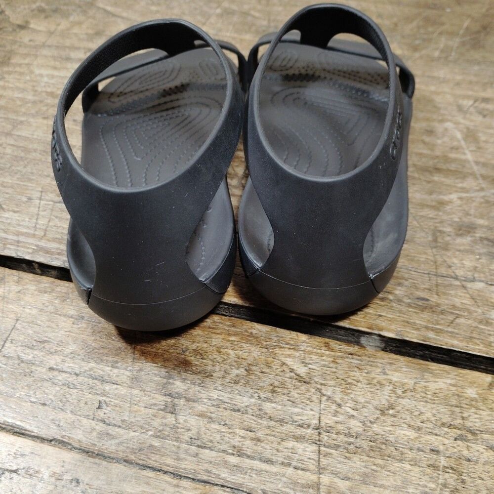 Crocs Serena Black T Strap Sandals Size 7 Shoes Slip On - Picture 5 of 7